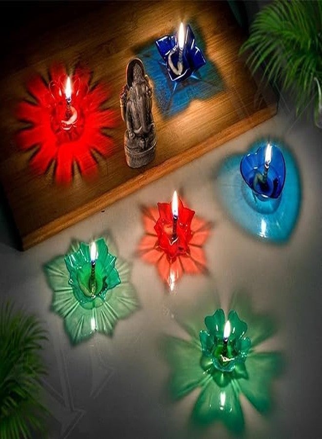 FLUZOV | 3D Reflection Shadow Combo Special Reusable Colourful | Multi Pattern |Diwali Oil Diva | Diwali Decoration | Lamps for Pooja | Home Decoration Indoor & Outdoor (3D Diya, 6) - Image 5